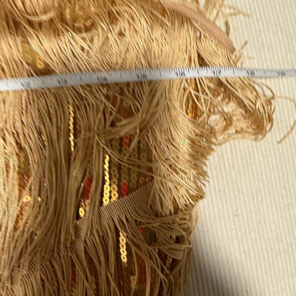 Gold Sheath Midi Dress with Spaghetti Straps - Picture 5 of 9